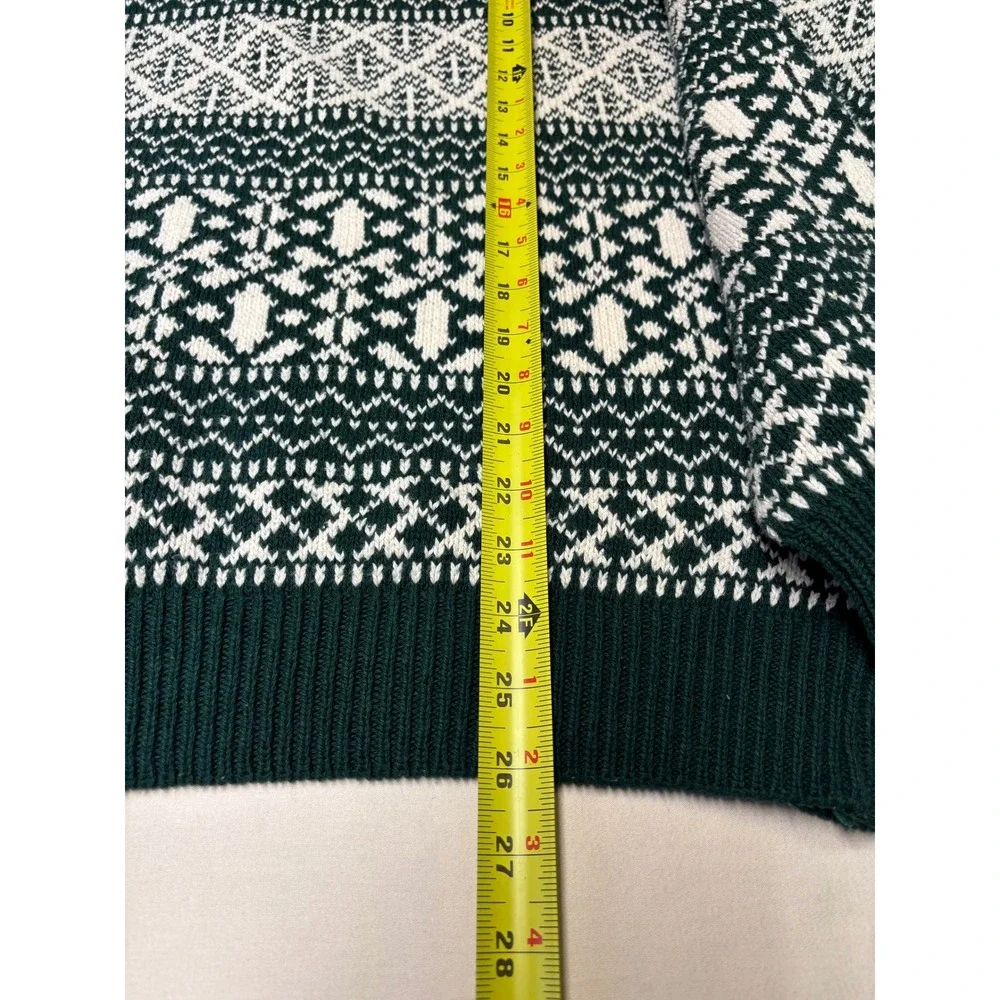 Vtg 90s Eddie‎ Bauer Mens Sweater Fair Geometric Pattern Green White Size M USA - Picture 5 of 7